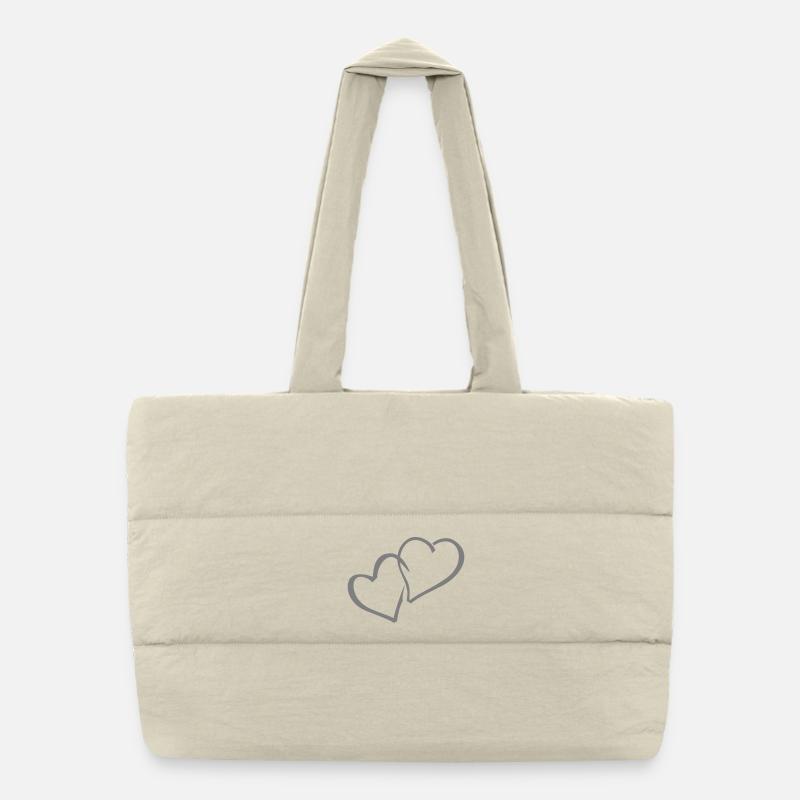 hearts Herz Herzen - Puffer-Einkaufstasche - Naturweiß