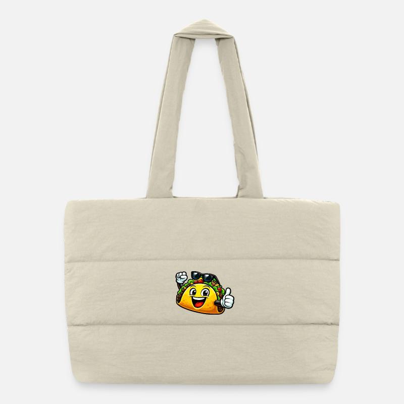 Fröhlicher Taco mit Sonnenbrille Puffer-Einkaufstasche