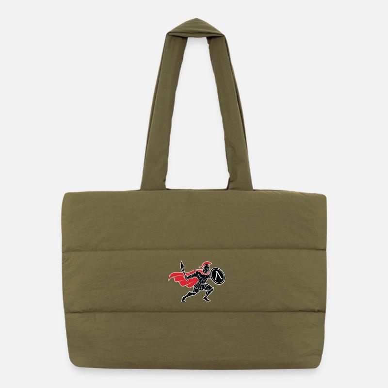 Spartan Black and Red Spartan Warrior Maskottchen Puffer-Einkaufstasche