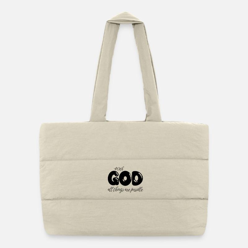 With God All Things Are Possible - Christian Bible Puffer Shopping Bag