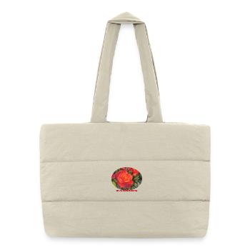 Passion - Stellipse macro de la rose rouge vibrante - Sac shopping matelassé - blanc naturel - Devant