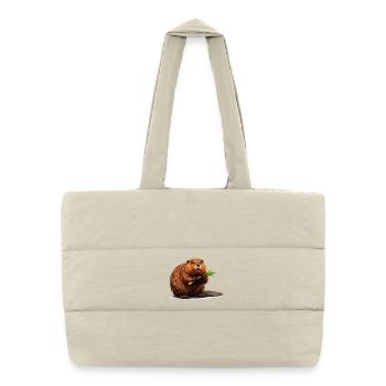 Beaver with branch forest animal illustration - Puffer Shopping Bag - natural - Front