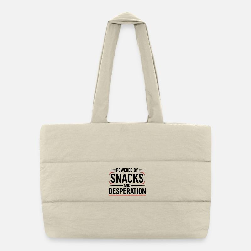 Powered By Snacks and Desperation - Puffer Shopping Bag - natural