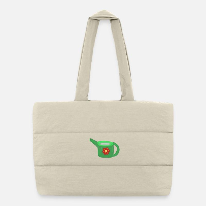 Arrosoir vert avec fleur rouge Sac shopping matelassé