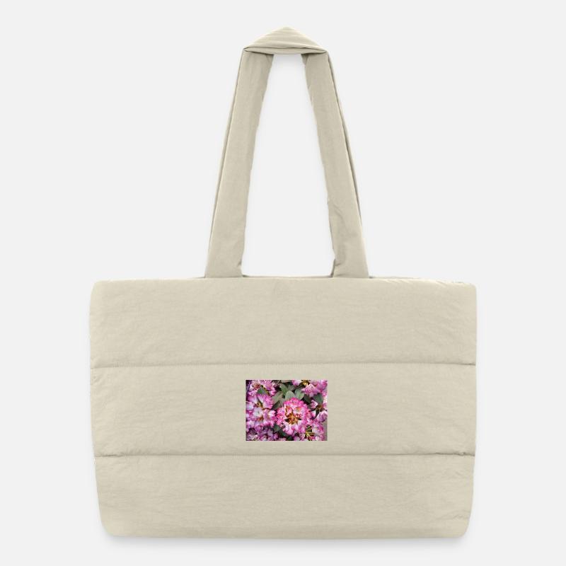 Bright Pink Rhododendron Puffer Shopping Bag