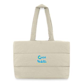 Money Rules Graffiti Lettering - Puffer Shopping Bag - natural - Front