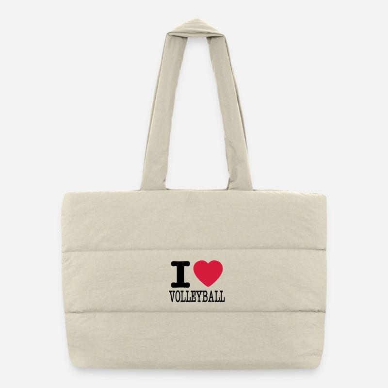 ich liebe Volleyball / ich liebe Volleyballhemd - Puffer-Einkaufstasche - Naturweiß