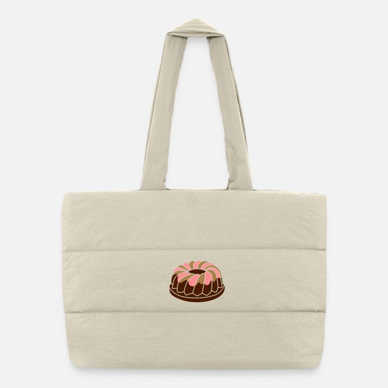 A ring cake with icing Puffer Shopping Bag