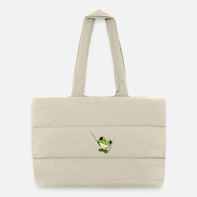 Grenouille verte – Illustration mignonne Sac shopping matelassé