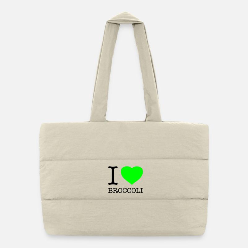 I LOVE BROCCOLI Broccoli Vegetables Puffer Shopping Bag