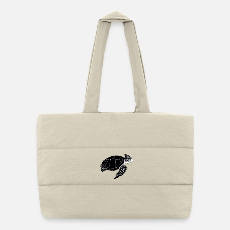 Turtle Black & White Puffer Shopping Bag