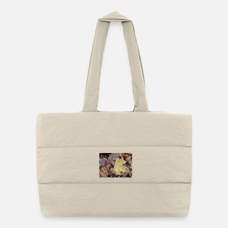 Yellow maple leaf also rainy autumn carpet Puffer Shopping Bag