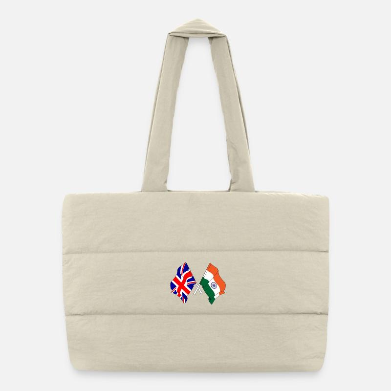 Drapeau de l’Angleterre et drapeau de l’Inde Sac shopping matelassé