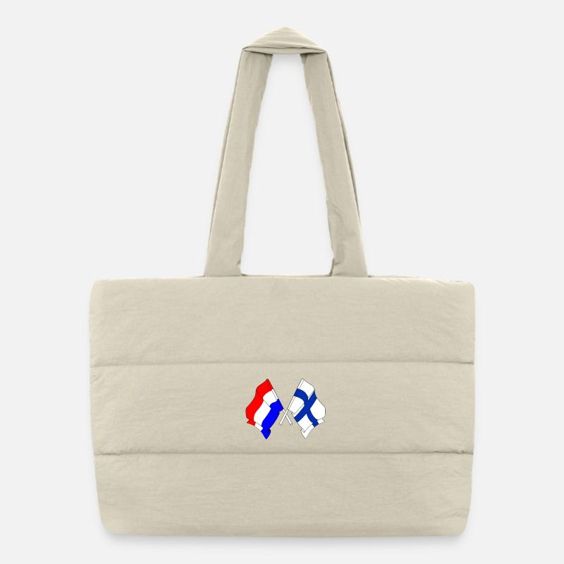 Drapeau des Pays-Bas et drapeau de la Finlande Sac shopping matelassé