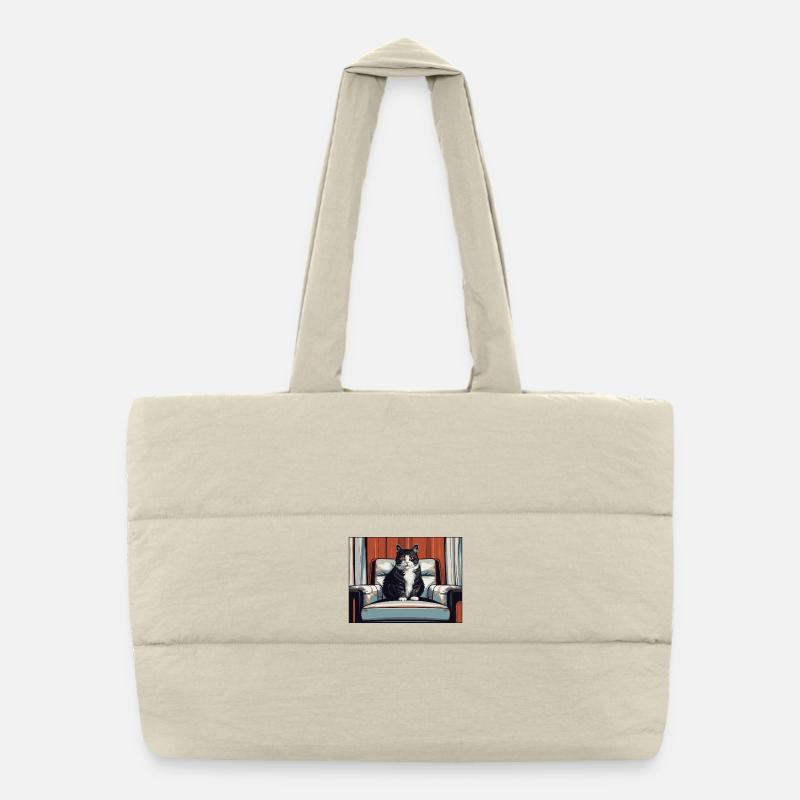 Cat on armchair Puffer Shopping Bag