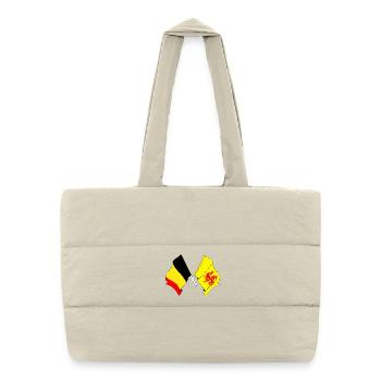 Drapeau de la Belgique, drapeau de la Wallonie - Sac shopping matelassé - blanc naturel - Devant