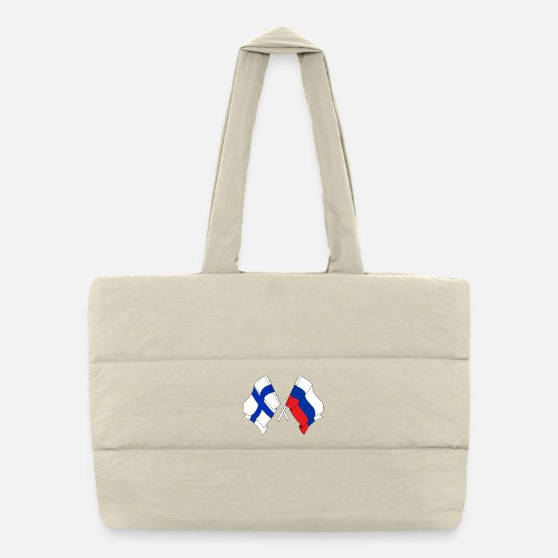 Drapeau de la Finlande, drapeau de la Russie Sac shopping matelassé