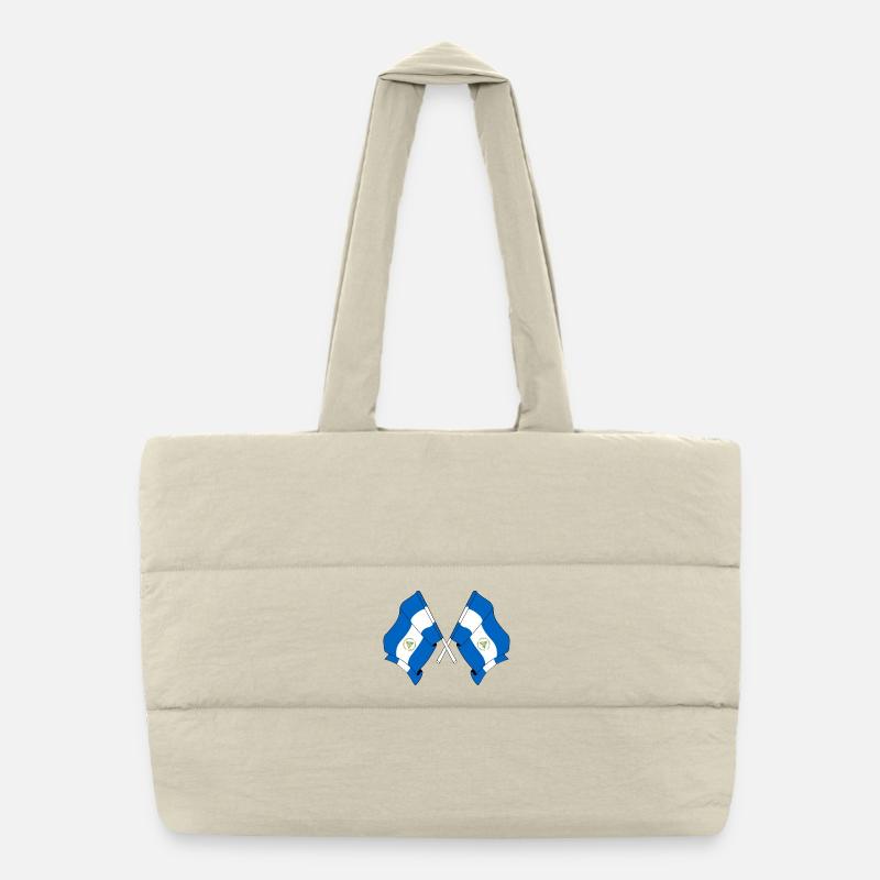 Two flags Nicaragua Puffer Shopping Bag