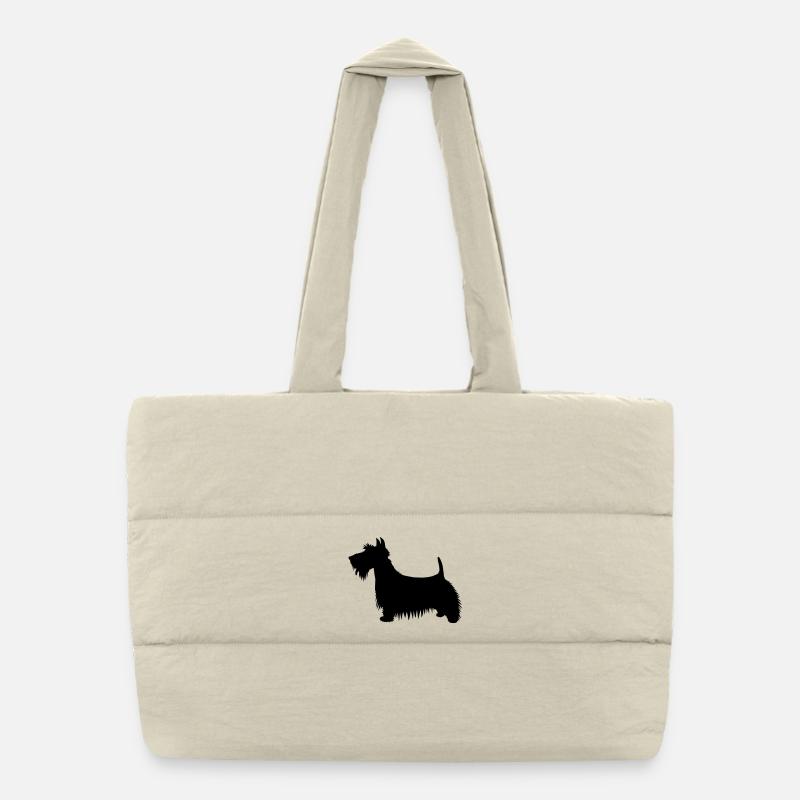 Eine Silhouettenillustration eines Scots Terrier Puffer-Einkaufstasche