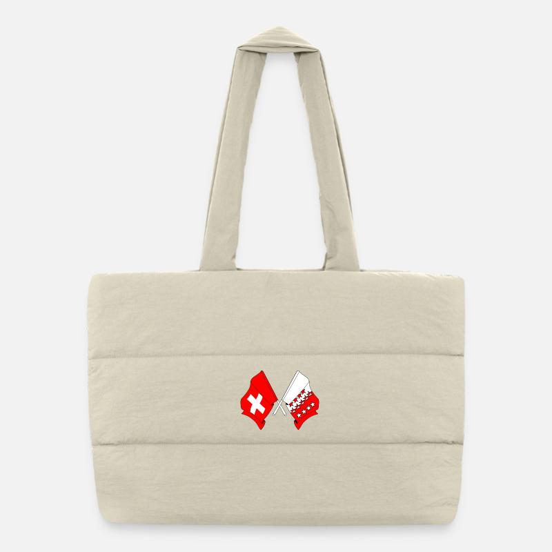 Drapeau de la Suisse et drapeau du Valais Sac shopping matelassé