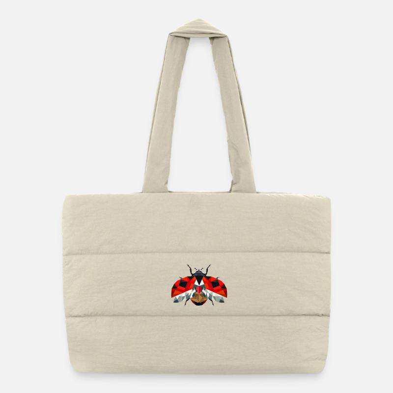 Flying ladybug in strong red tones Puffer Shopping Bag
