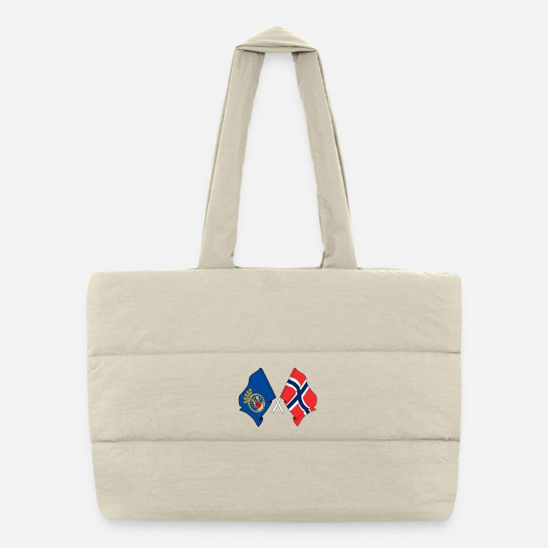 Deux drapeaux d’Oslo croisés et drapeau de la Norvège Sac shopping matelassé