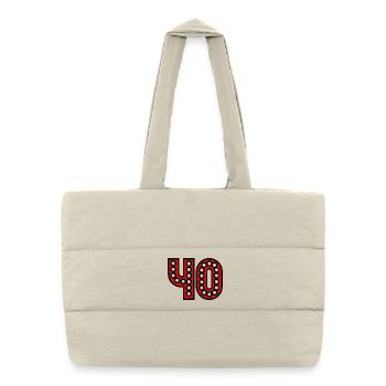 40. 40 ANS. 40e ANNIVERSAIRE. ANNIVERSAIRE 40 ANS. - Sac shopping matelassé - blanc naturel - Devant