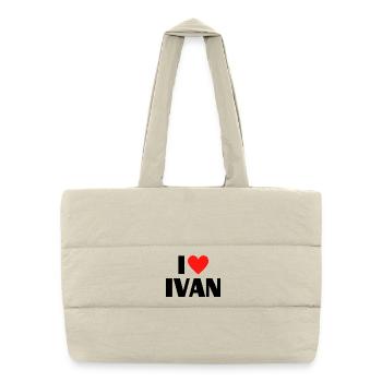 I love Ivan Rotes Herz Liebe Fan Geschenk - Puffer-Einkaufstasche - Naturweiß - Vorne