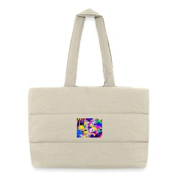 Bunte Psychedelic Geometry Illustration - Puffer-Einkaufstasche - Naturweiß - Vorne