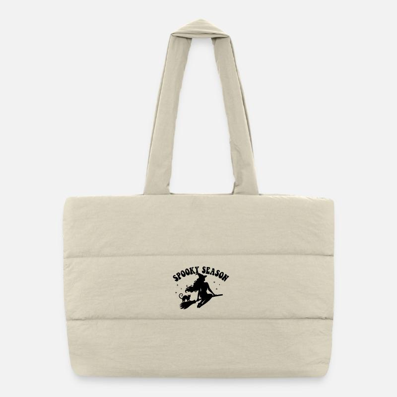 Spooky Season Witch Illustration Puffer-Einkaufstasche