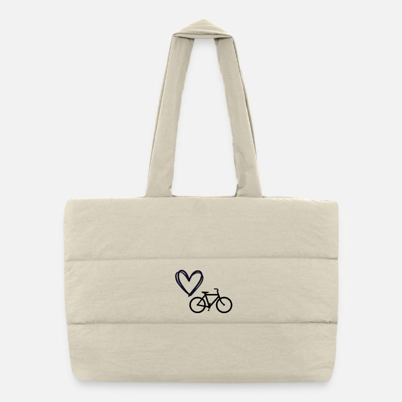 Fahrrad Liebe Design mit Herz und Fahrrad - Puffer-Einkaufstasche - Naturweiß
