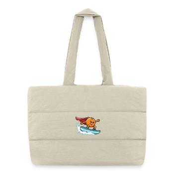 Superhero orange surfing on wave - Puffer Shopping Bag - natural - Front