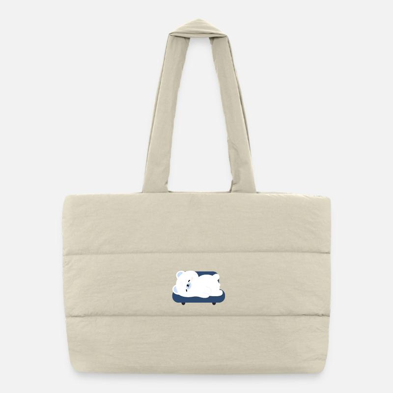 Tired Polar Bear on Sofa Puffer Shopping Bag