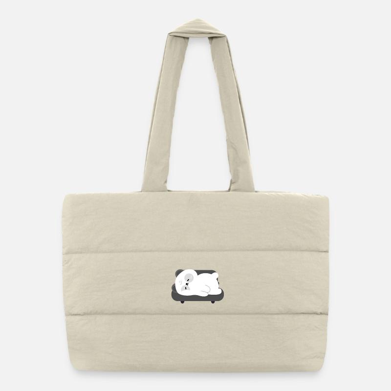Tired Panda Nap on Sofa - Puffer Shopping Bag - natural