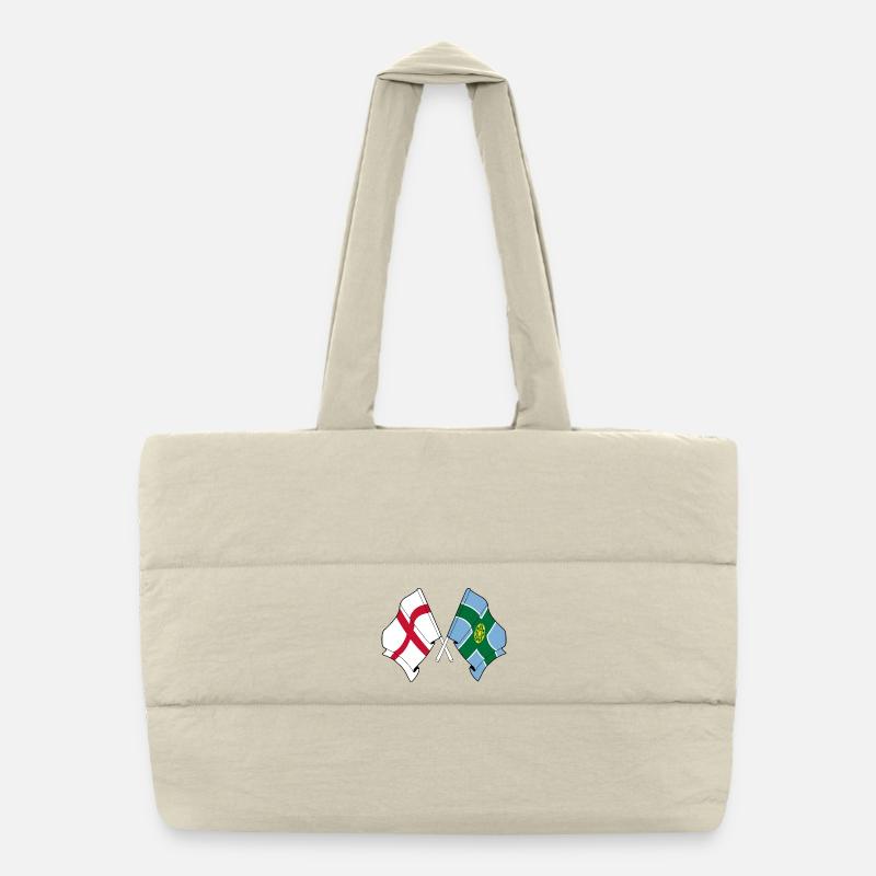 Derbyshire x England Flaggen Puffer-Einkaufstasche