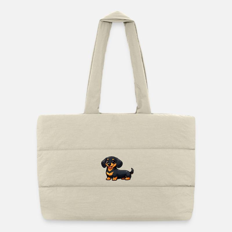 Teckel mignon dans un style dessin animé Sac shopping matelassé