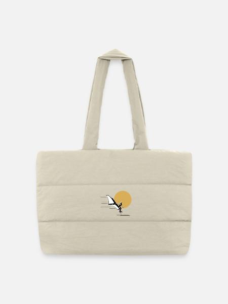 Wingfoiler in front of sun - Puffer Shopping Bag - natural