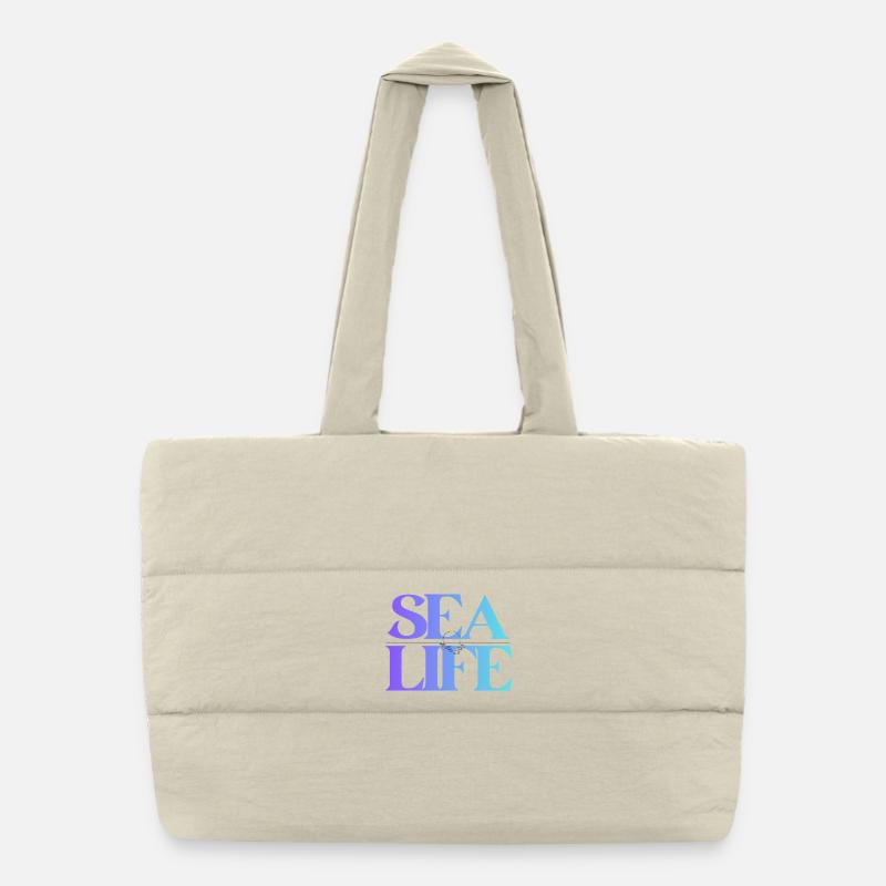 Sea Life Gradient Font Design Puffer Shopping Bag