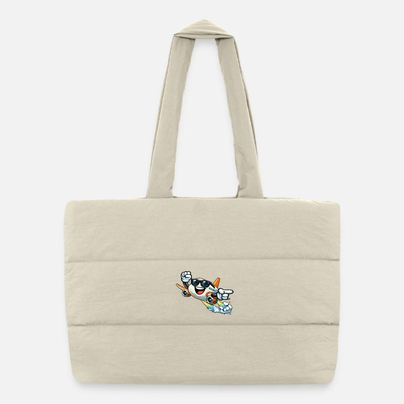 Avion joyeux avec des lunettes de soleil Sac shopping matelassé