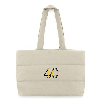 40. 40 ANS. 40e ANNIVERSAIRE. ANNIVERSAIRE 40 ANS. - Sac shopping matelassé - blanc naturel - Devant