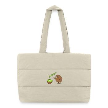 Maman Kiwi Oiseau Drôle Kiwi Fruit Nouvelle-Zélande - Sac shopping matelassé - blanc naturel - Devant