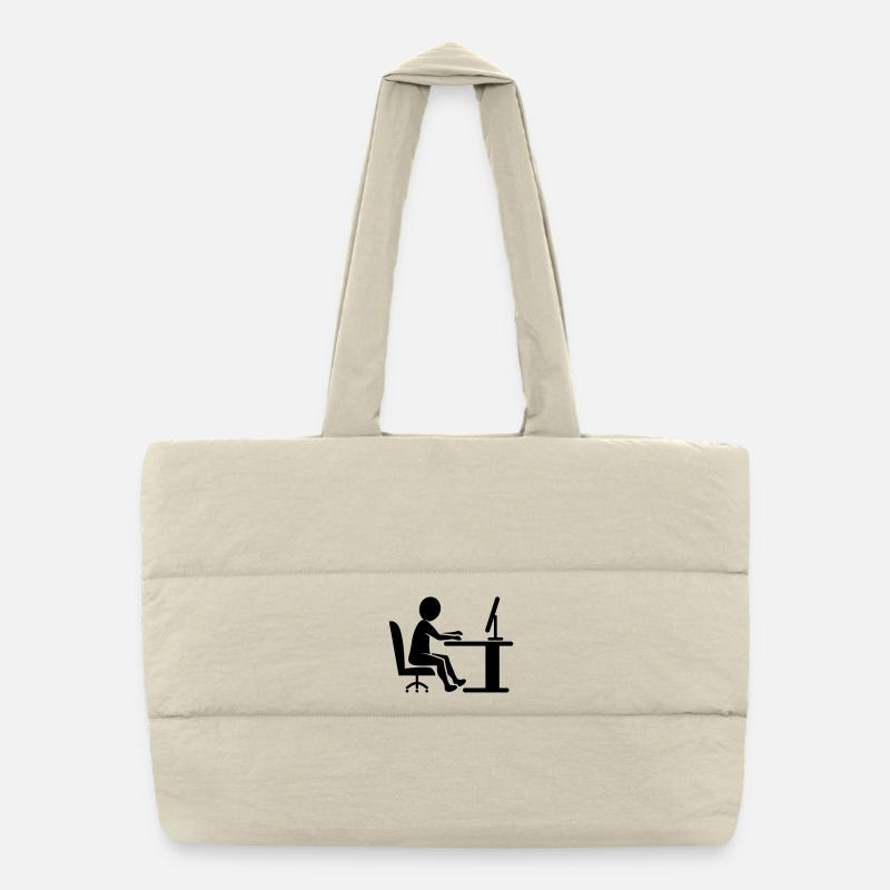 Travail de bureau Icon / noir et blanc Sac shopping matelassé
