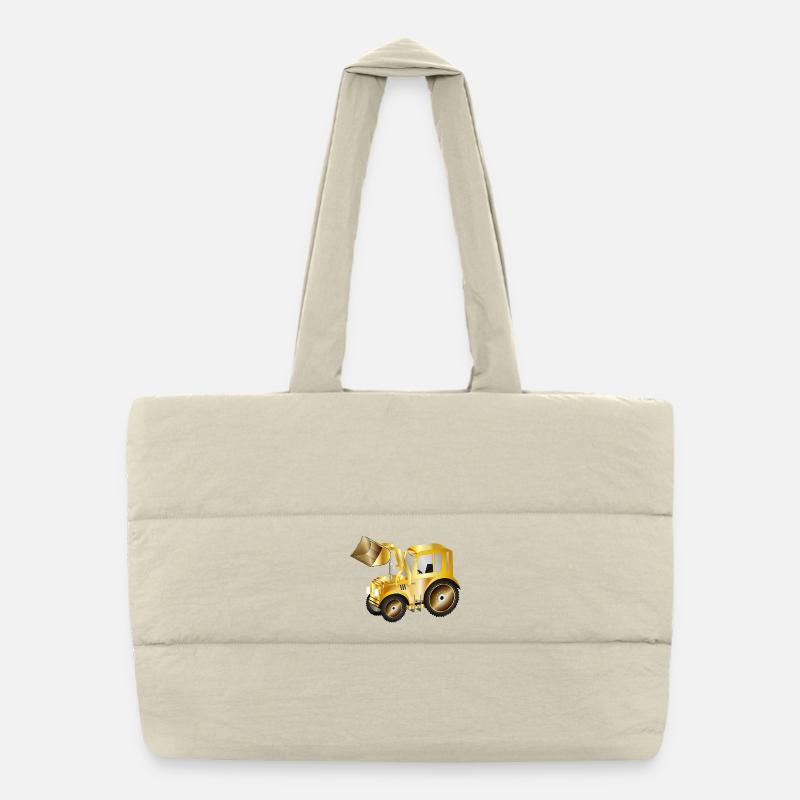 Tractor front loader in gold colors for tractor fans Puffer Shopping Bag
