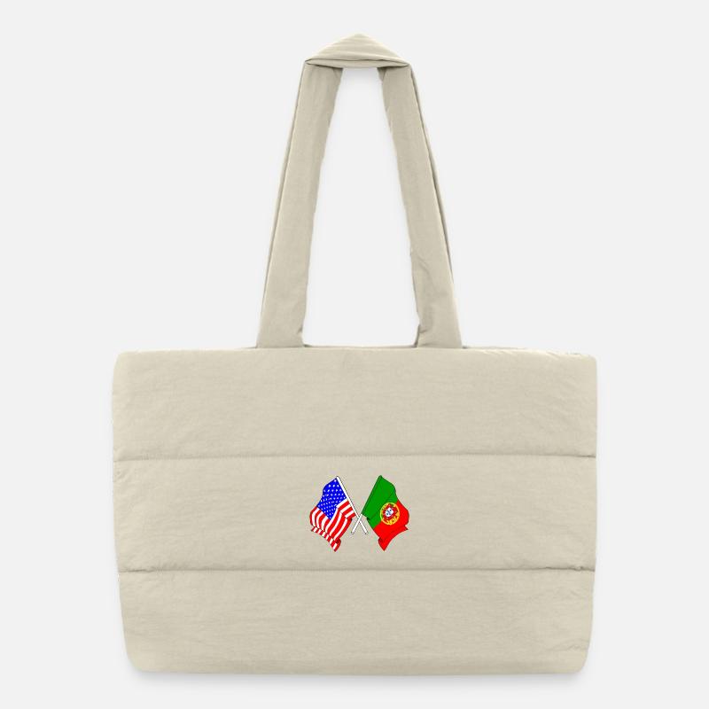 Drapeau des États-Unis et drapeau du Portugal Sac shopping matelassé