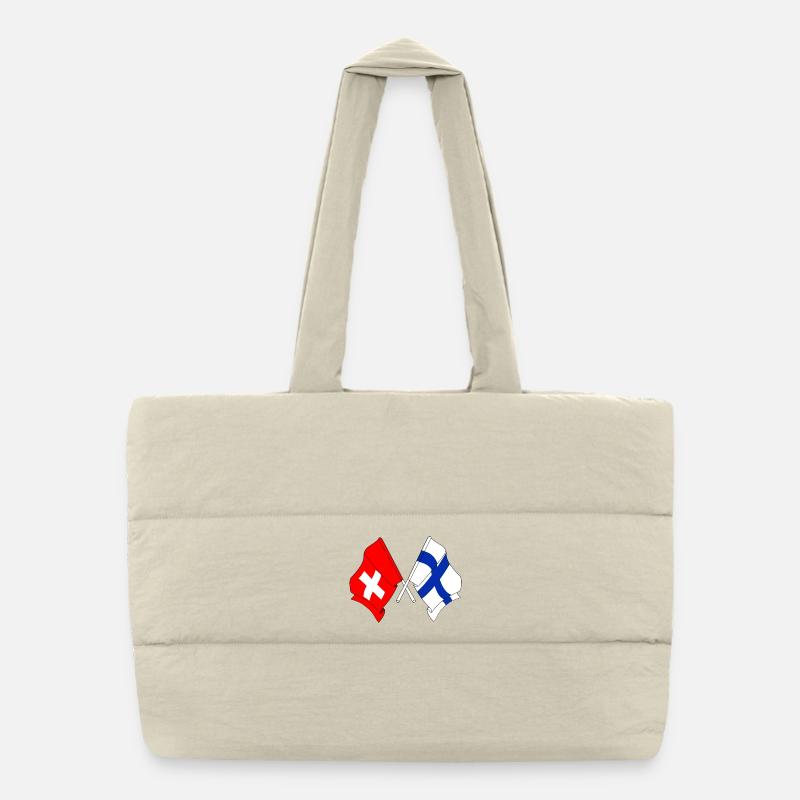 Drapeau de la Suisse et drapeau de la Finlande Sac shopping matelassé