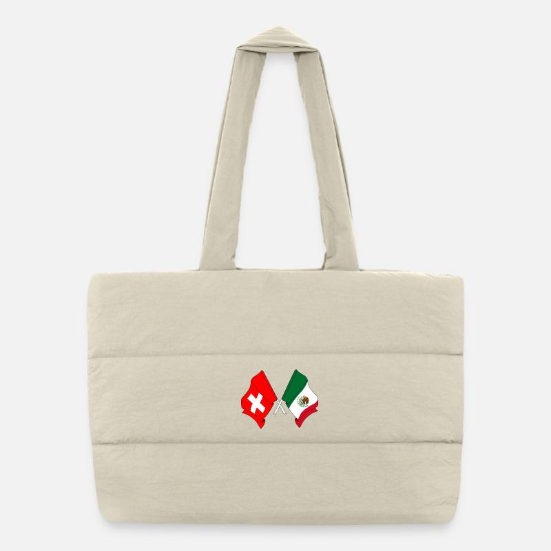 Drapeau de la Suisse et drapeau du Mexique Sac shopping matelassé
