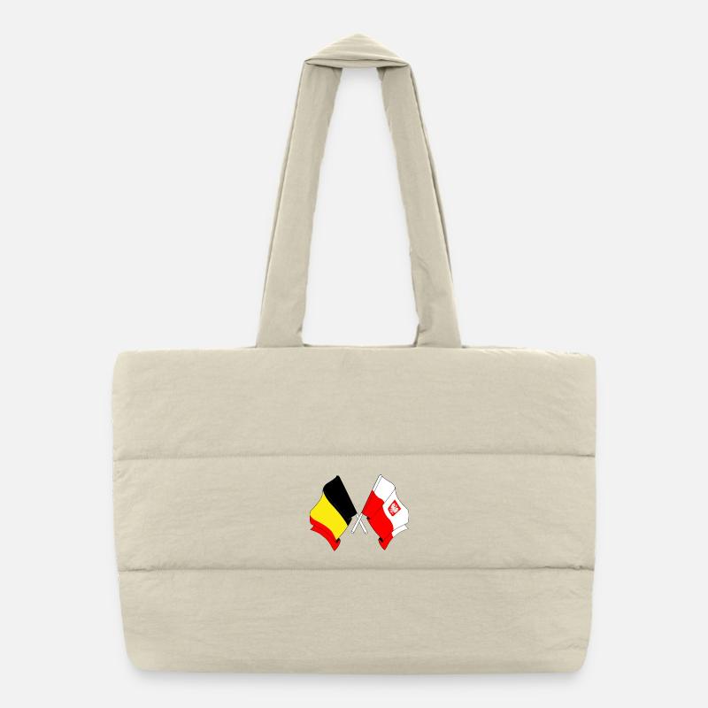 Flagge Belgien, Flagge Polen Puffer-Einkaufstasche