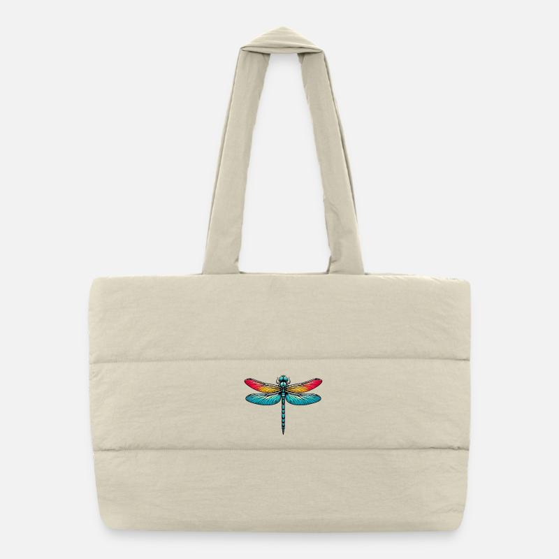 Libellule - Sac shopping matelassé - blanc naturel