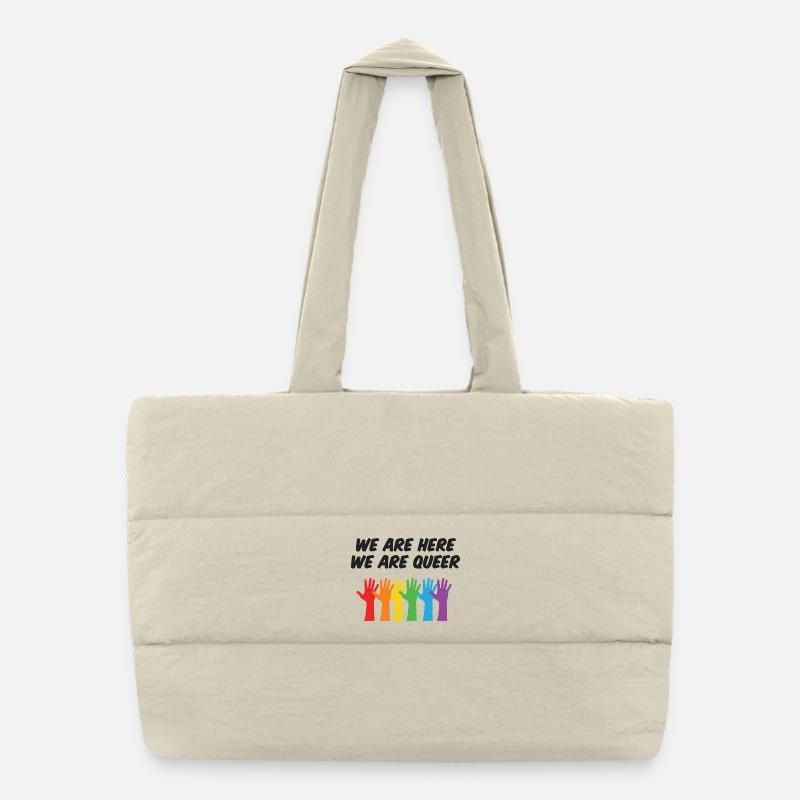 LGBT Pride Month - We Are Here, We Are Queer Puffer Shopping Bag