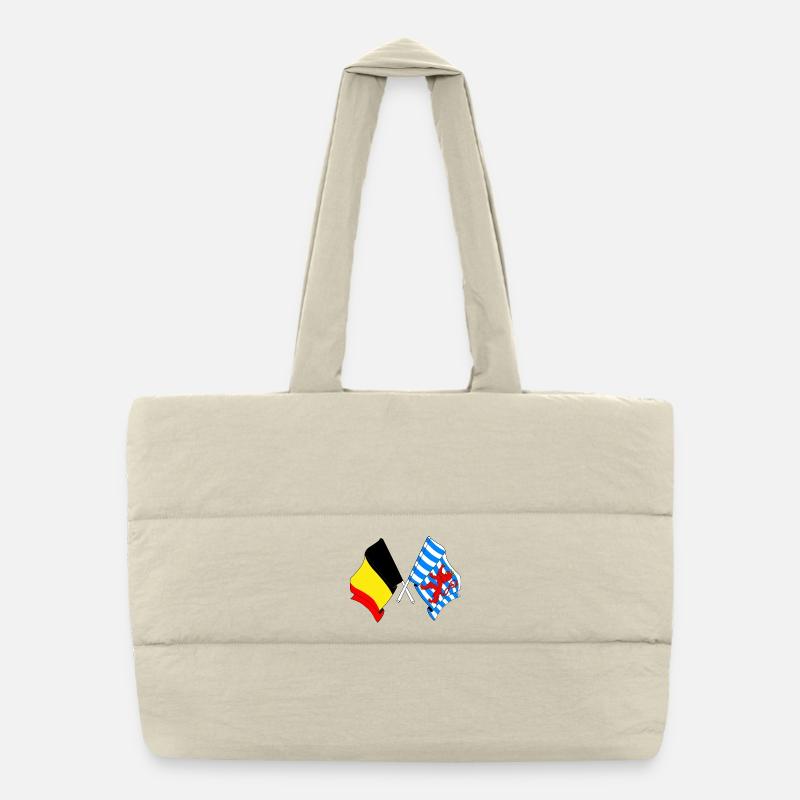 Drapeau de la Belgique, du Luxembourg - Sac shopping matelassé - blanc naturel